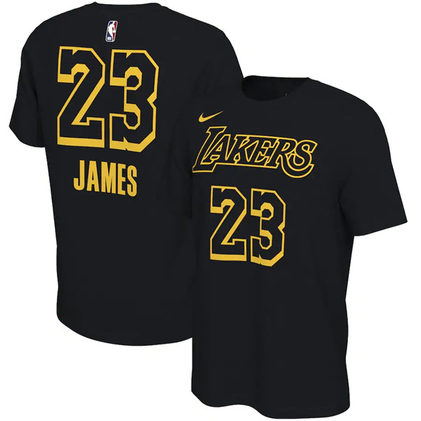 Los Angeles Lakers #23 LeBron James Black Restart Name & Number NBA T-Shirt (All Size) - Click Image to Close